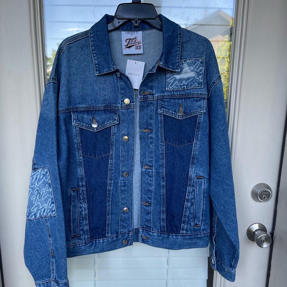 Men’s Fubu denim jacket new with tags size men’s large unisex blue discontinued
